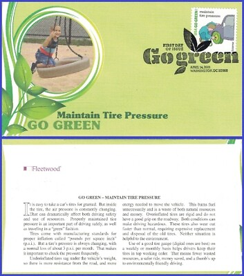 #ad USA5 #4524p U A FLEETWOOD FDC Go Green Maintain tire pressure $2.66