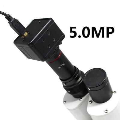 5MP USB CMOS Camera Microscope Digital Electronic Eyepiece w 0.5X C Mount Lens $65.55