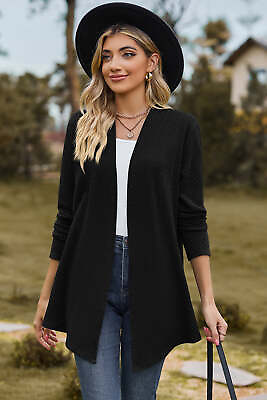 #ad Textured Open Front Long Sleeve Cardigan $35.99
