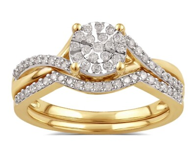 #ad Forever Bride 1 3 CTTW Genuine Diamond 10KT Gold Wedding Bridal Set Size 7 $319.99