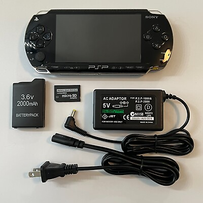 #ad #ad BLACK Sony PSP 1000 System w Charger amp; 64gb Memory Card Bundle TESTED Import $92.00