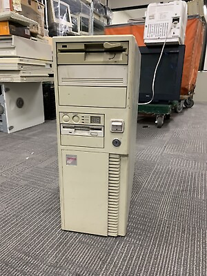 #ad Vintage 386 Era Mid AT Computer Tower Case with 5.25 3.5 Floppy PSU $104.99