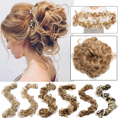 #ad Scrunchie Updo Wrap Curly Messy Bun Hair Piece Hair Extensions Real as human USA $11.68