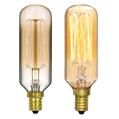 #ad S2420 Clear Gold Vintage Antique Filament Bulb 40W T9 9S 120V Candelabra E12 $8.93