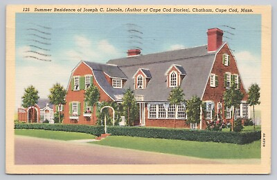 #ad Postcard Summer Residence of Joseph C Lincoln Chatham Cape Cod Massachusetts $4.75