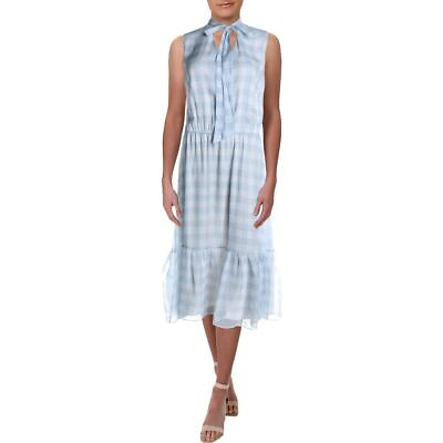 #ad Lauren Ralph Lauren Dress Kandilla Plaid Tie Neck Midi Sz 10P NEW NWT 503 $155.00