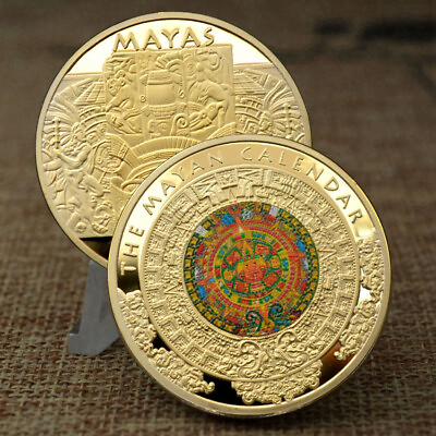 #ad 10 PCS Culture Double Sides Round Decoration Mexico Maya Commemorative Coin $23.98