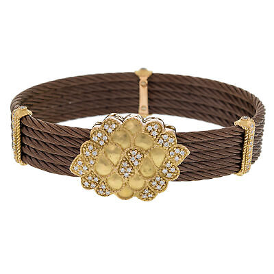 #ad Charriol Celtique 5 Row Nautica Cable Diamond Bronze Bracelet 18K Yellow Gold $3305.99