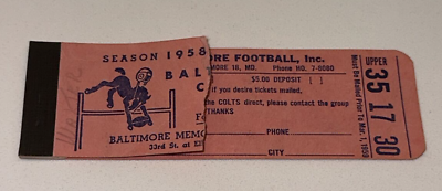 #ad 1958 NFL Baltimore Colts Season Ticket Stub Empty Book Booklet Cover Torn Unitas $25.19