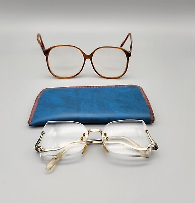 #ad Geoffrey Beene Eyeglass Frames Only amp; Unknown Brand amp; Case Vintage *Read $7.99