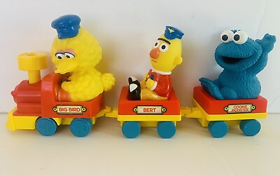 #ad Vintage Big Bird Wind Up Toy Train illco Sesame Street 1989 Bert Cookie Monster $14.36