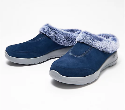 #ad Skechers On the GO Joy Suede Faux Fur Clogs Snuggled Up Women’s Navy Blue 7 M $32.99