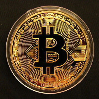 #ad Collectible Physical Bitcoin Commemorative Coin Plated Gold Color Collection $1.67
