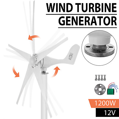 #ad 1200W Wind Turbine Generator 5 Blades Charger Controller Windmill Power DC 12V $145.50