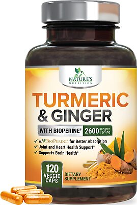 #ad Turmeric Curcumin with Ginger 95% Curcuminoids 2600mg Max potency w BioPerine $12.82