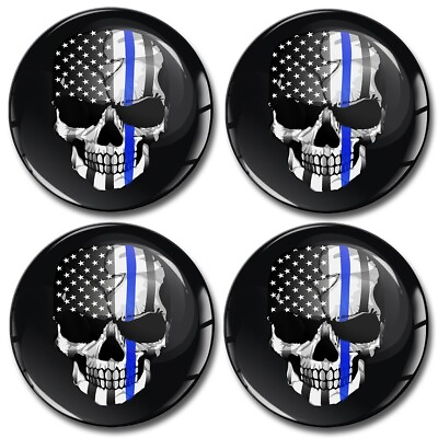 #ad 4 x 65mm Silicone Stickers For Wheel Center Centre Hub Caps Badge Skull USA Flag $11.99