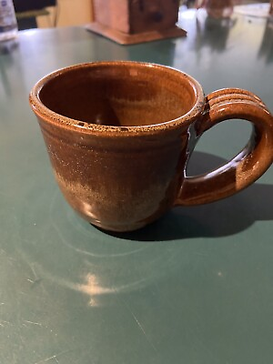 #ad Pottery mug brown handmade coffee tea beverage cup $11.00
