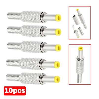 #ad 10pcs DC Power Jack 5.5mm x 2.5mm Male Plug Adapter Connector W Metal Handle US $9.78