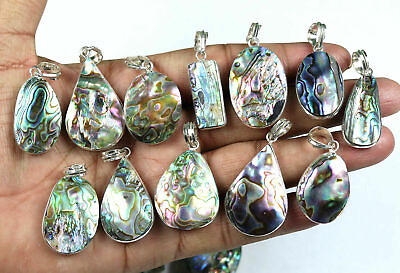 #ad 500Pcs Pendant Wholesale Lot Abalone Shell Gemstones 925 Silver Plated WH 18 $285.00