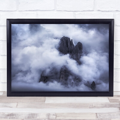 #ad Drama In The Mountains Fog Mist Haze Cloud Clouds Sea Of Cliff Wall Art Print GBP 11.49