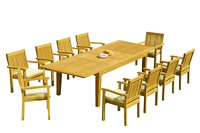 #ad DSLV A Grade Teak 11pc Dining Set Caranas Rectangle Table Stacking Arm Chairs $3667.25