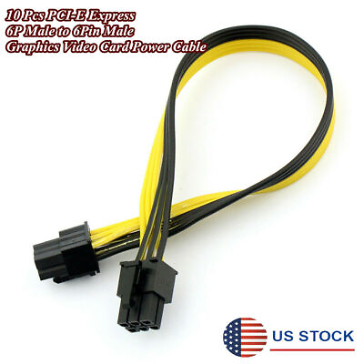 #ad 10 Pcs 18AWG 22cm PCI E 6P Male to 6Pin Male Graphics Video Card DIY Power Cable $13.15