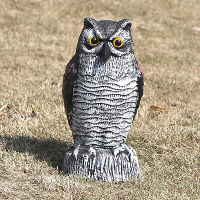 #ad Owl Decoy W Rotating Head Natural Enemy Scarecrow Fake Owl To Scare Birds Away $15.81