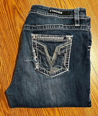 #ad Vigoss Distressed Heritage Fit Chelsea Jeans Womens Size 12 Length 25 $45.00