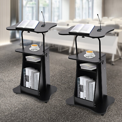 #ad 2x Rolling Lectern Podium Presentation Stand Church Pulpit Storage Compartment $75.99