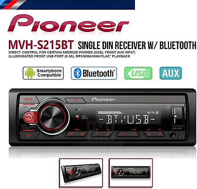 Pioneer MVH S215BT 1 DIN AM FM Stereo USB AUX MP3 Digital Media Car Receiver $59.99