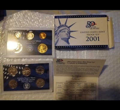 #ad 2001 S US MINT Proof 9 Coin Set with Box amp; COA #46421Y $12.00