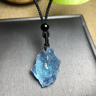 #ad Raw Aquamarine Blue Crystal Pendant Healing Reiki Amulet Women Men Necklace Gift $10.90