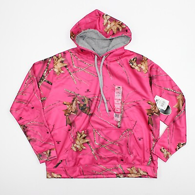 #ad NWT Mossy Oak Pullover Hoodie Sweatshirt Womens Pink Camo Size XL $39.99