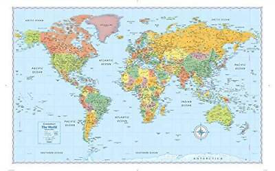 #ad Rand McNally Signature World Wall Map Paper Rolled Map GOOD $12.88