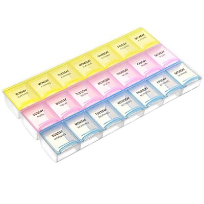 #ad Weekly Pill Organizer 3 Times A Day 7 Day Pill Box Holder Large $9.85