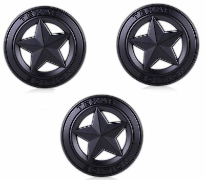 #ad 3 TEXAS STAR EDITION 3quot; EMBLEMS ALL BLACK UNIVERSAL STICKON for TACOMA TUNDRA $23.21