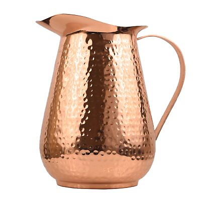 #ad Artisan’s Anvil Copper Pitcher w Copper Handle Pure 100% Hammered Vessel He... $91.06