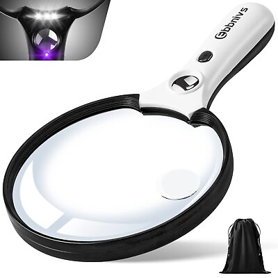 #ad Large Magnifying Glass with Light Magnifier 10X 20X 45X Handheld Illuminated... $44.94