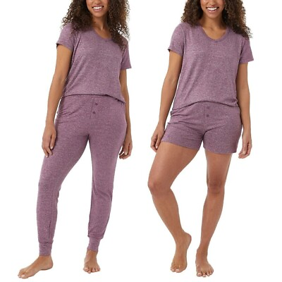#ad 32 Degrees Cool Women#x27;s 3 Piece Tee Shorts Jogger HT Vict Berry Size M $19.95