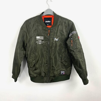 #ad Padded khaki US embroidered bomber baseball jacket size 8 GBP 10.00