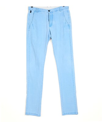 #ad Armani Collezioni 34L Linen Sky Blue SLIM Pants Mens 34x36 Long STRETCH $74.00