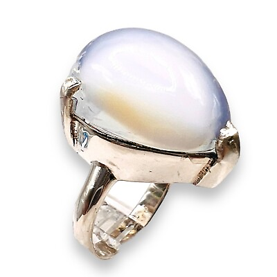 #ad Natural Mexican White Jelly Opal Ring Sterling Silver 925 $269.10