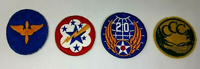 #ad Set 4 Shoulder Patches CCC Army Air Corp 20TH Air Force WW2 Star Lightning Bolt $99.99