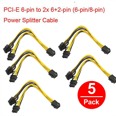 5Pcs PCI E 6 pin to 2x 62 pin 6 pin 8 pin Power Splitter Cable PCIE PCI Cable $13.59