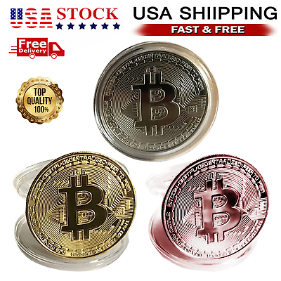 #ad Bitcoin Physical Crypto Coin Commemorative Cryptocurrency with Protective Case $2.38