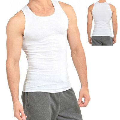 #ad #ad 3 or 6 Packs Mens Cotton TankTop AShirt WifeBeater Undershirt Ribbed Muscle $9.85