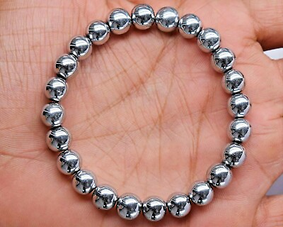 #ad Pyrite Bracelet Natural Gemstone Spacer Round Sphere Beads 8mm 7quot; AN 064 $9.99