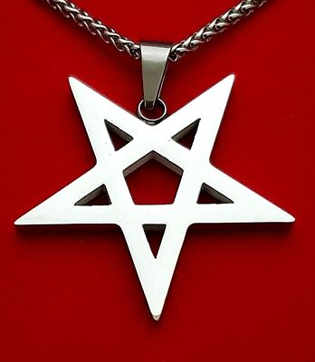 #ad Pentagram Silver Flat goth punk occult witchcraft ritual pendant satanic $17.00