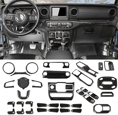 #ad Carbon Interior Decoration Cover Trim Kit For Jeep Wrangler JL JT Accessories $269.99