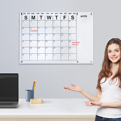 #ad Wall Acrylic Calendar Commercial Dry Erase Time Planner Calendar Board 23#x27;#x27;*16#x27;#x27; $15.20